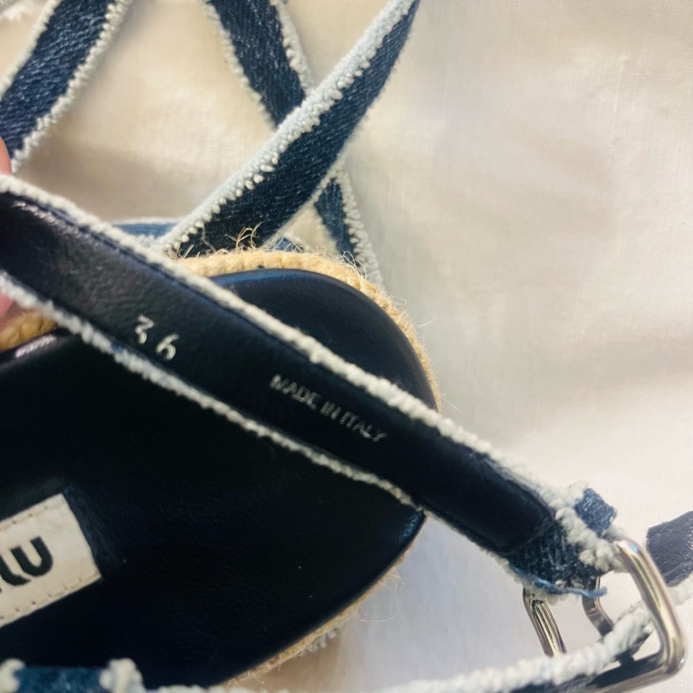Authentic Miu Miu Blue Espadrille Shoes with Strappy Design - Picture 5 of 5